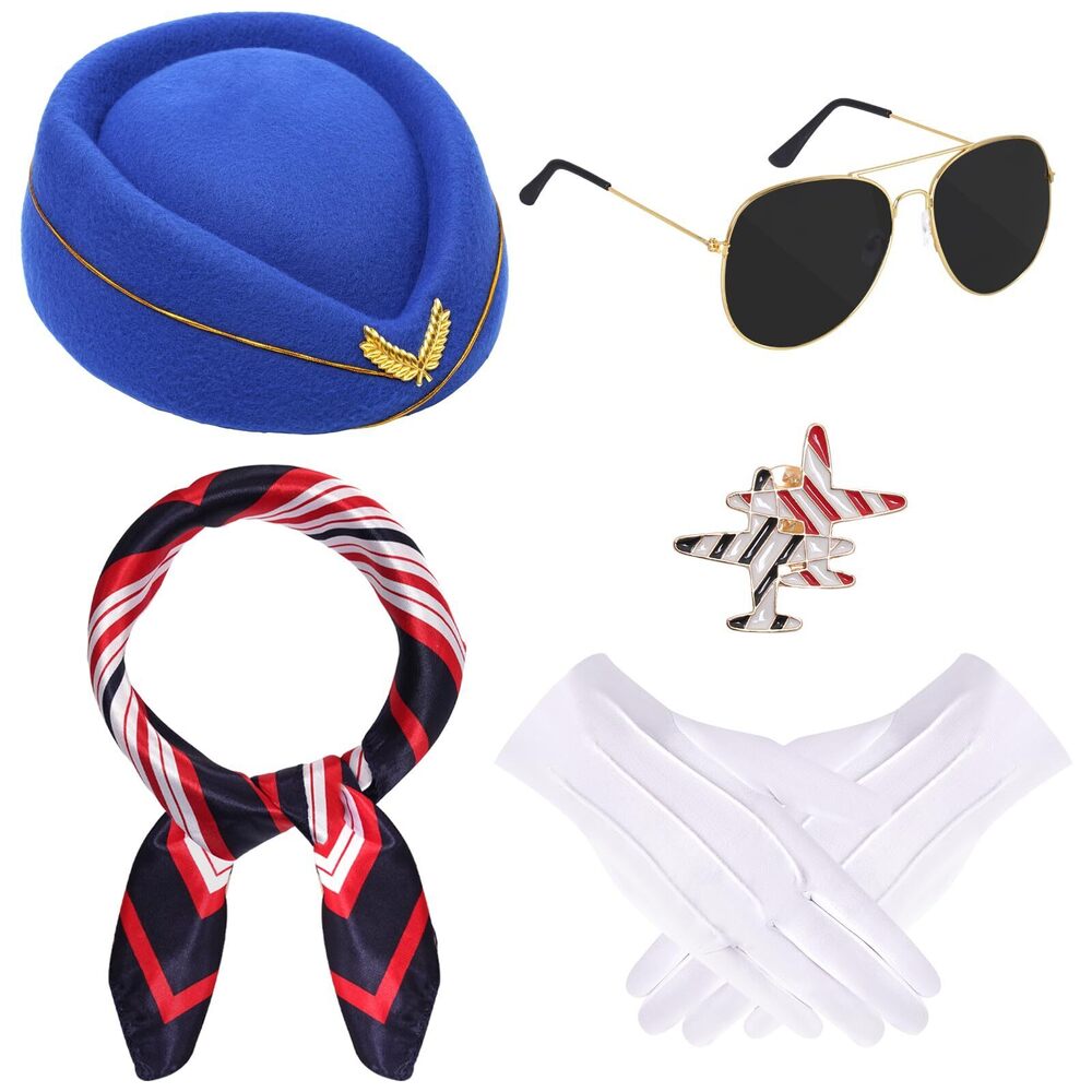 6928 6pcs Halloween Flight Attendant Costume Accessoriess